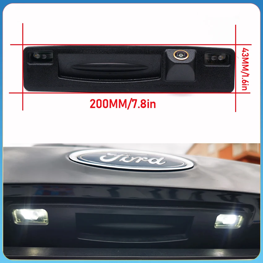 170 °   كاميرا خلفية عالية الدقة لسيارة فورد فييستا هاتشباك 2018 2019 2020 CCD كاميرا خلفية احتياطية للسيارة مقبض صندوق السيارة عدسة عين السمكة الذهبية