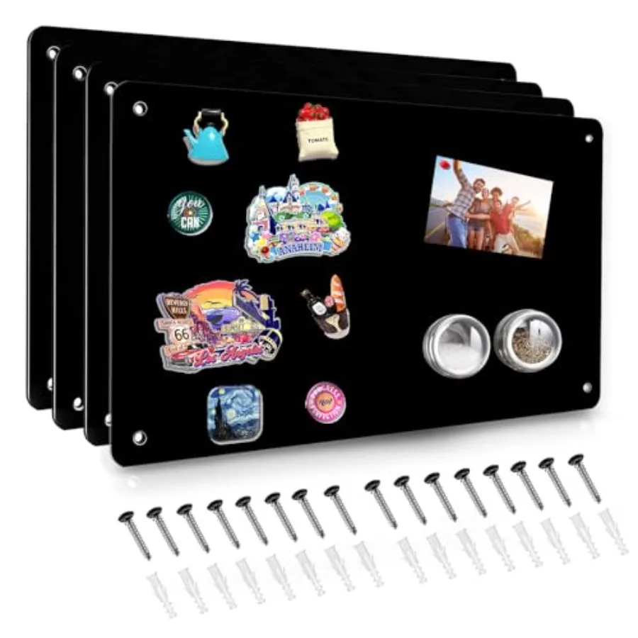 

4 Pack Black Magnetic Board, 17.5" x 11.4" Magnet Bulletin Board to Display Magnetic Notes, Poetry, Photos, Suitable for Wall,