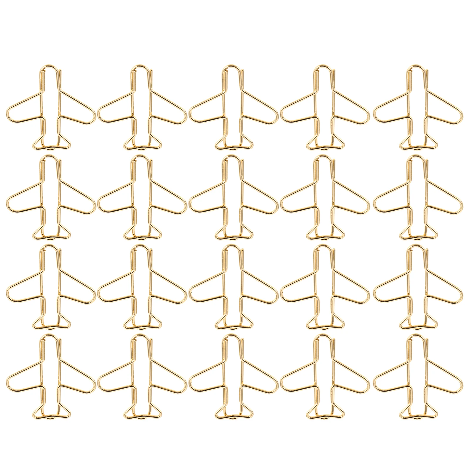 

20pcs Creative Paper Clips Airplane Shaped Bookmarks Cute Decorative Golden Metal Office Supplies Desk Accessories Small Unique