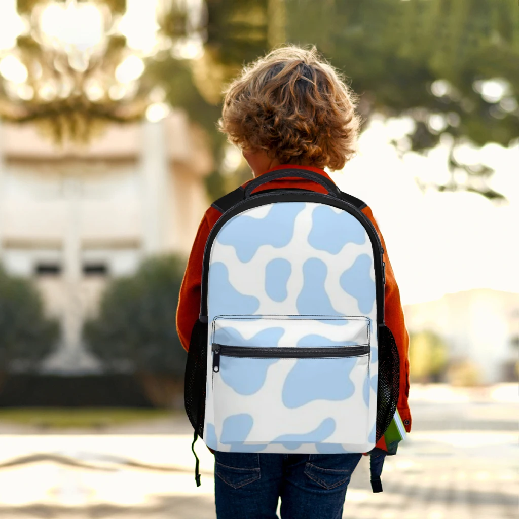 Mochila escolar azul Preppy para niñas, mochila de estudiante de gran capacidad, mochila de estudiante de secundaria de dibujos animados, 17 pulgadas