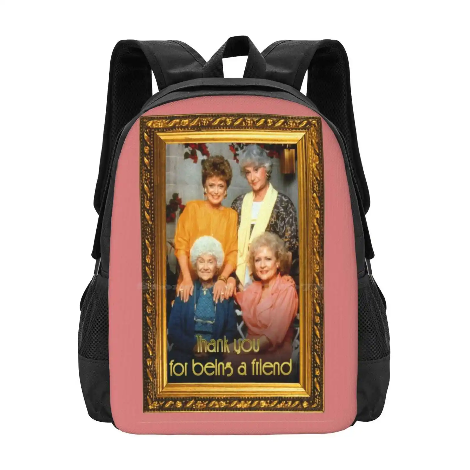 Golden Girls Family Picture Backpack For Student School Laptop Travel Bag Golden Girls Mom Grandma White Bea Arthur 80S Tv