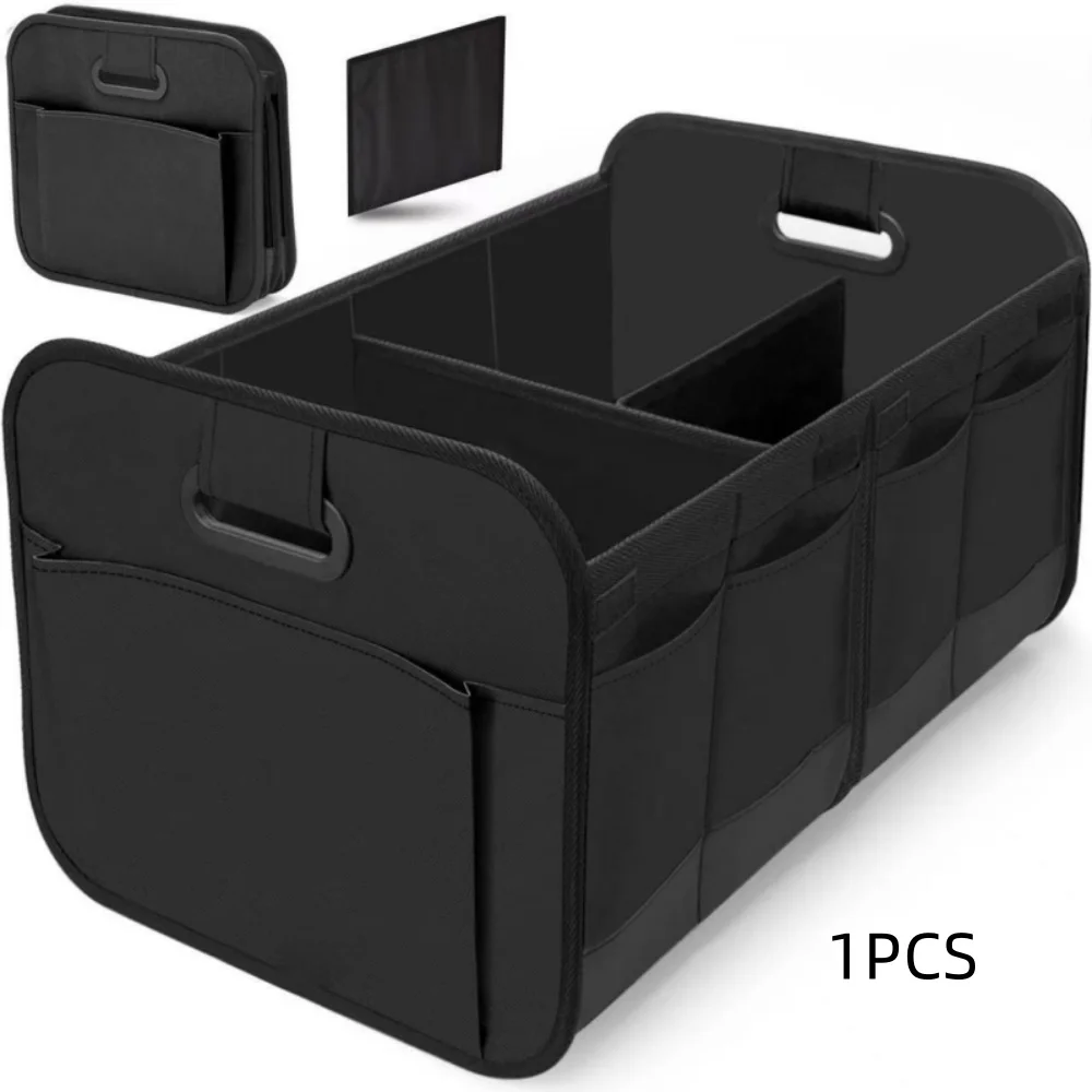 Foldable Car Trunk Storage Organizer Box Large Capacity Waterproof Oxford Fabric Auto Cargo Storage Bin with Divider Side Pocket