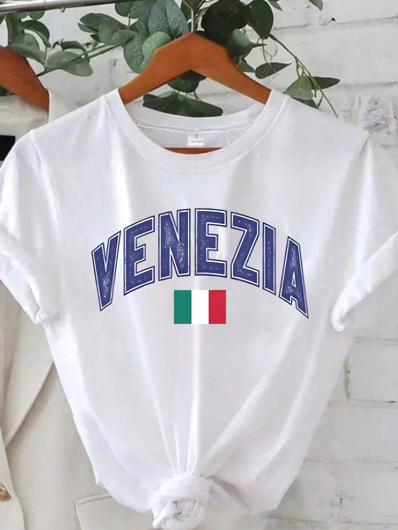 

English letter pattern round neck plus size women T-shirt short sleeve trend printing elastic half sleeve T-shirt