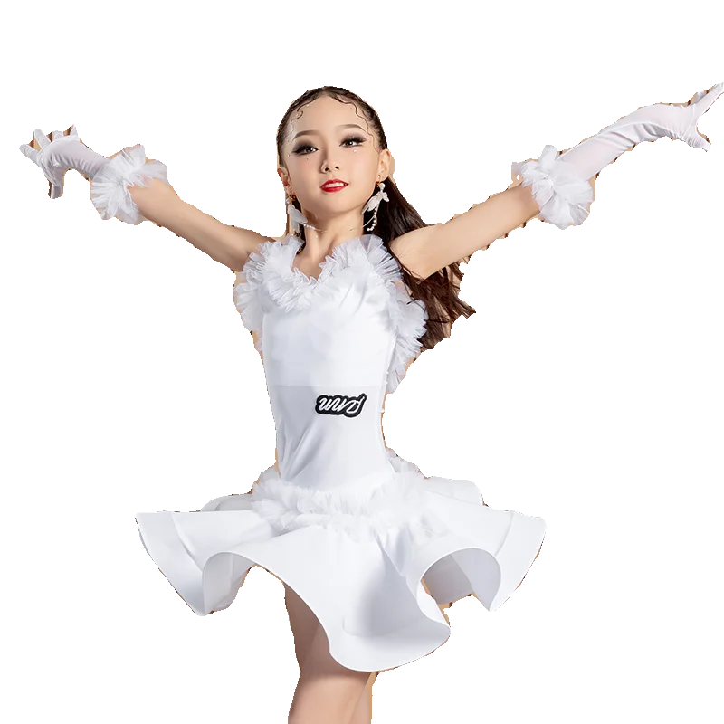 New Latin dance costumes for children's performance stage costumes, high-end girls' Latin dance practice costumes
