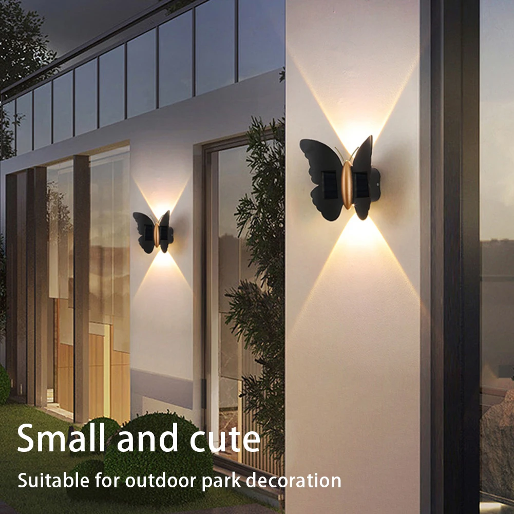 Lampu Dinding Tenaga Surya Bentuk Kupu-kupu, Lampu Hias Luar Ruangan dengan Sensor Gerak, Lampu Teras Dekoratif Tahan Air IP65, Nyala/Mati Otomatis untuk Pagar dan Patio