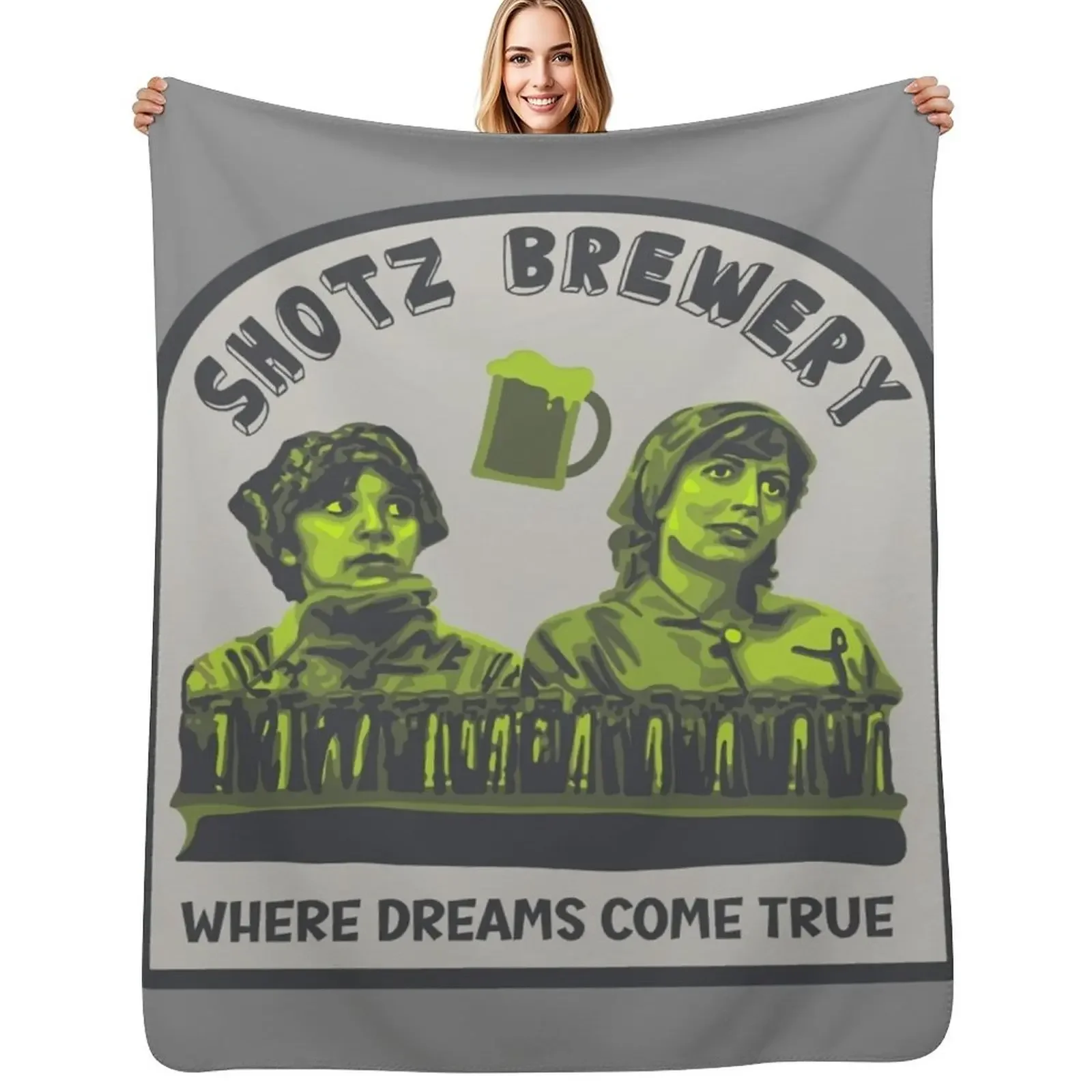 

Shotz Brewery - Laverne and Shirley Throw Blanket Camping Soft Nap Beach Blanket