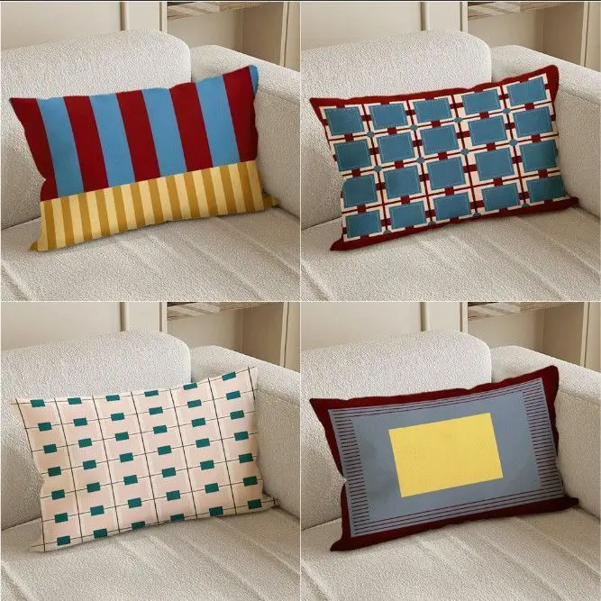 Retro Living Room Sofa Pillow Car Decoration Cushion Geometric Pattern High-End Feeling Bedroom Headboard Pillow Window 