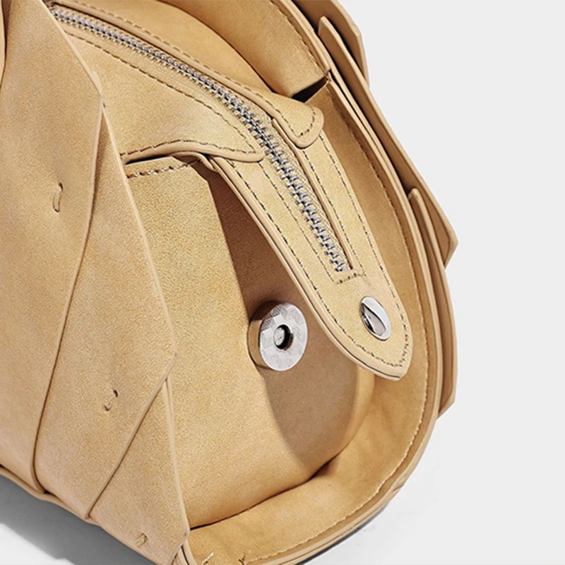 Fächerförmige Lotusblatt-Rüschen-Umhängetasche, Handgefertigte Patchwork-Tragetasche für Damen, Designer Trendige Pendler-Boho-Chic-Handtasche – Detail 7