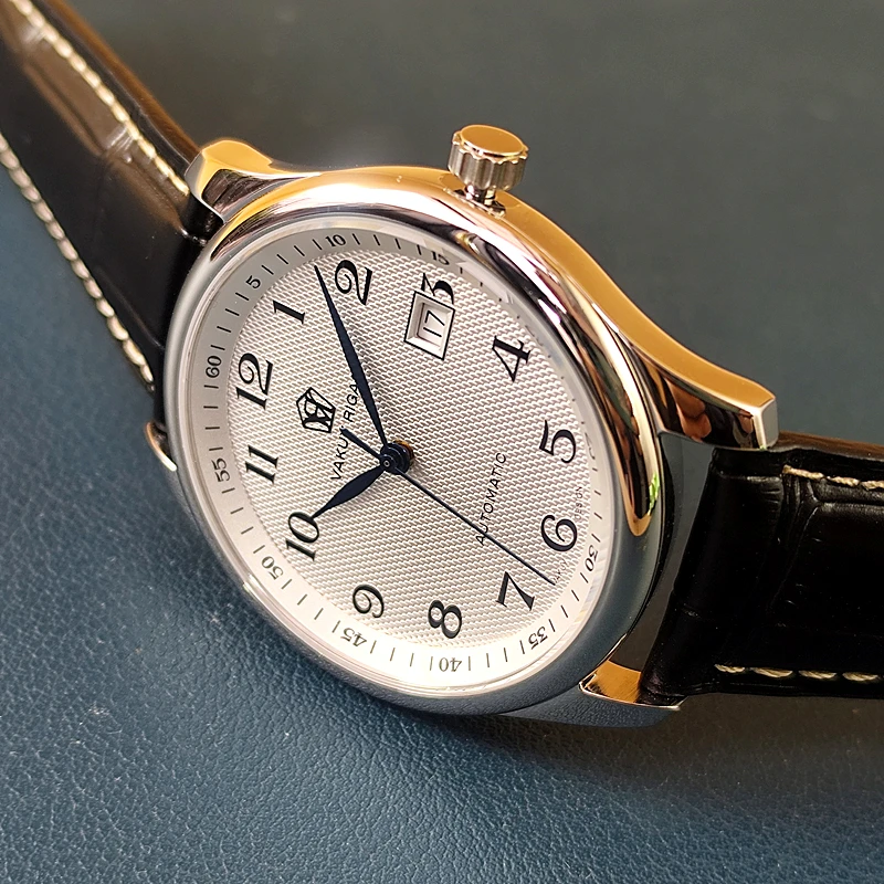 40 مللي متر ساعة ميكانيكية أوتوماتيكية للرجال مينغ شي الأعمال سحابة نمط النورس ST2130 حركة الأزرق مطلي الأيدي مقاوم للماء الذكور