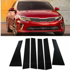 Porta do carro Pilar Posts Guarnição Capas Adesivo, Janela Pilar, KIA Optima, K5, 2016, 2017, 2018, 2019, 6pcs