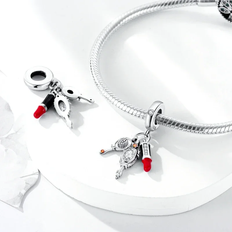 

Оригинальные подвески из серебра 925 пробы, расческа для девочек, зеркальная помада, бусины, подходят для подвесок, браслетов Plata 925, для женщин, изготовление ювелирных изделий своими руками