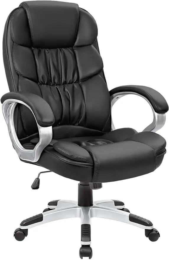 High Back Computer Desk Chair, PU Leather Adjustable Height Swivel Task Chair,Padded Armrests & Lumbar Support,Multiple Colors