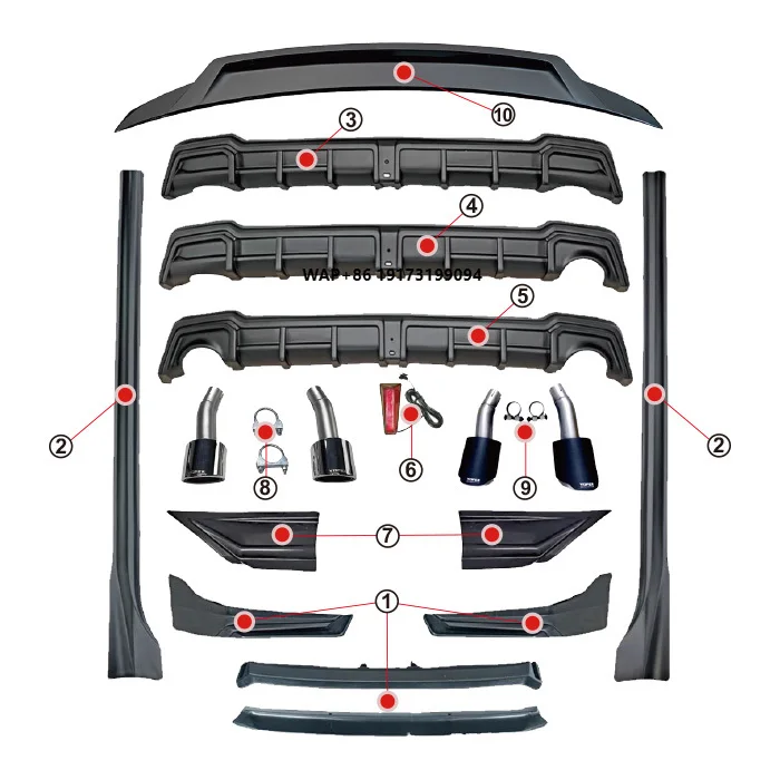 

Car Accessories Front Lip Side Skirt Body Kit New Updated Parts Exhaust Bumpers Lip Diffuser Spoiler for