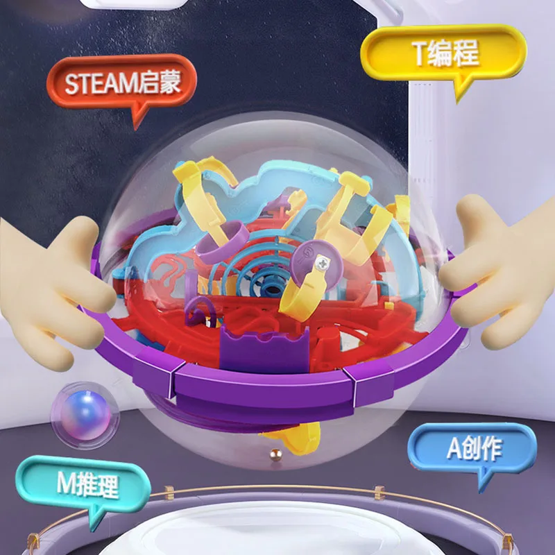 3D 매직 지능 공 퍼즐 공, 100 단계 미로 구체, 지구 장난감, 게임 균형 훈련, 두뇌 테스트