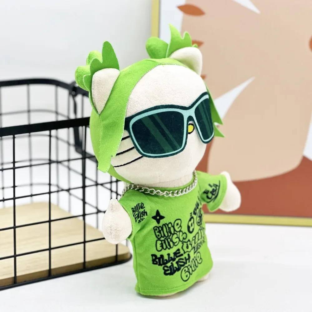 Nieuwe Hello Kitty Billie Eilish Groene Zonnebril Mode Jongen Pluche Pop Figuur Knuffels Leuke Kinderen Jongens Meisjes Kerstcadeau