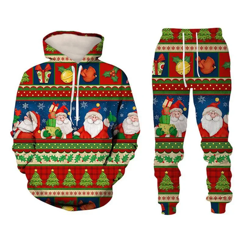 Popular Christmas Christmas Snowman Pullover Set 3D Printed Adult Sweater Set Street Hip Hop Trend Fashion Sports Hoodie Set