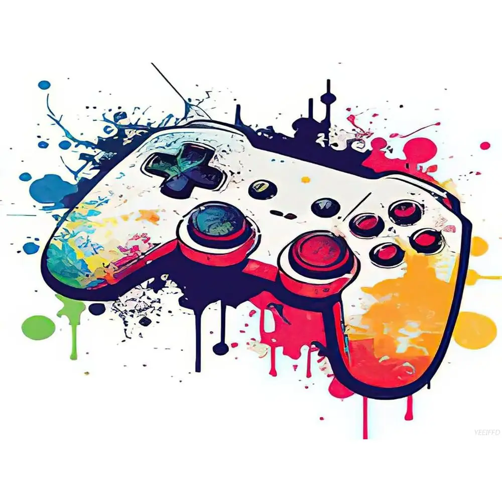 

Набор для алмазной вышивки 5D «Игровой контроллер» по номерам, красочный игровой контроллер, радужные цвета, для взрослых, с кристаллами и стразами