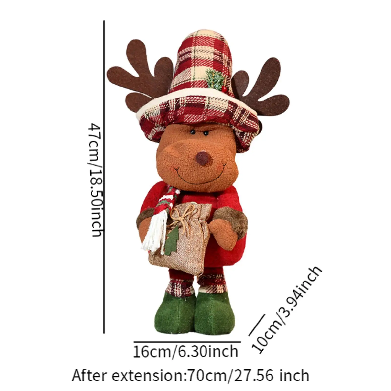 Long Leg Christmas Doll Christmas Decorative Ornament Festive Season Ornament Cartoon Retractable Action Figure for Fireplace