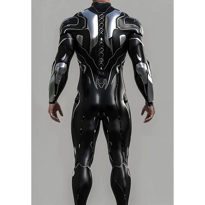Halloween Cyberpunk Future Mechanical Armor Jumpsuit Warrior Cosplay Bodysuit Steampunk Costume Party Performance Men Zentai