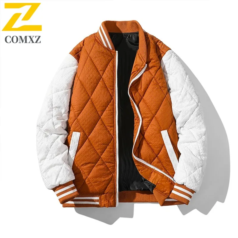 

COMXZ повседневная мужская стеганая куртка премиум-класса с бейсбольным воротником, легкое пальто, модная уличная дорожная морозостойкая зимняя одежда