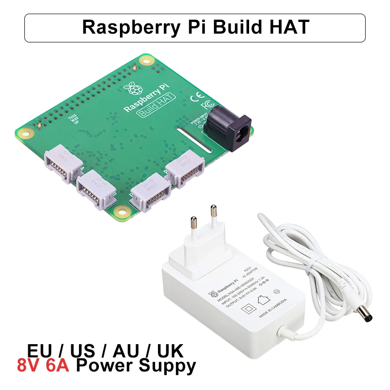 

Official Raspberry Pi Build HAT with 8V 6A Power Suppy for Connecting Raspberry Pi for Technic Education Technic Devices