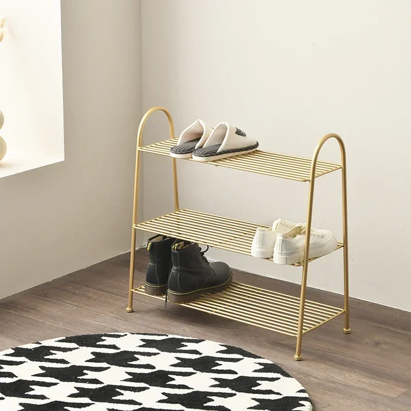 Simple Nordic Multilayer Iron Shoe Rack Hollow Out Design for Hallway Strong Durable Storage Solution for Footwear Organization