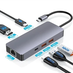 Концентратор FORIDA USB C 3.2 с 4K при 60 Гц HDMI на Type C PD Зарядная док-станция 6 в 1 для ноутбука MacBook Air Dell HP Samsung