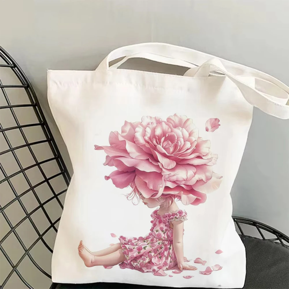 حقيبة كتف قماشية ذات طابع نباتي حيوي، حقيبة تسوق متينة بنمط نباتات شخصية إبداعية للنساء المراهقات #3