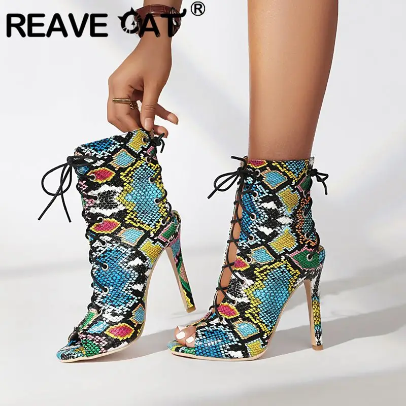 REAVE CAT 2024 Sandali estivi Peep Toe Stiletto 10,5 cm Stringati Colore misto 46 47 48 Scarpe femminili sexy da festa