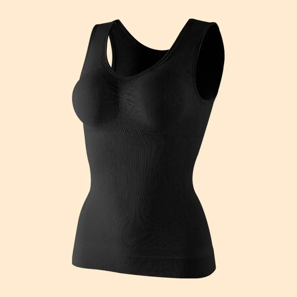 Seamless Body Shaper Bra Tank Top Women Tummy Control Removable Pad Wide Shoulder Strap Underwear Slimming Vest Corset Shapewear