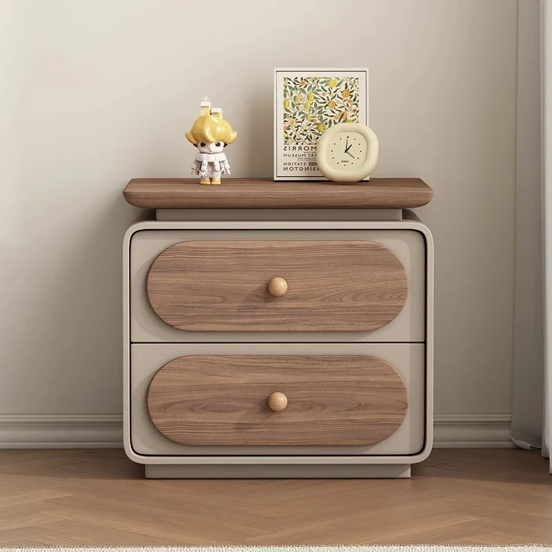 

French Luxury Bedroom Nightstands Unique Brown Design Minimalist Bedsides Table Modern Solid Wood Mesa De Noche Furniture Home