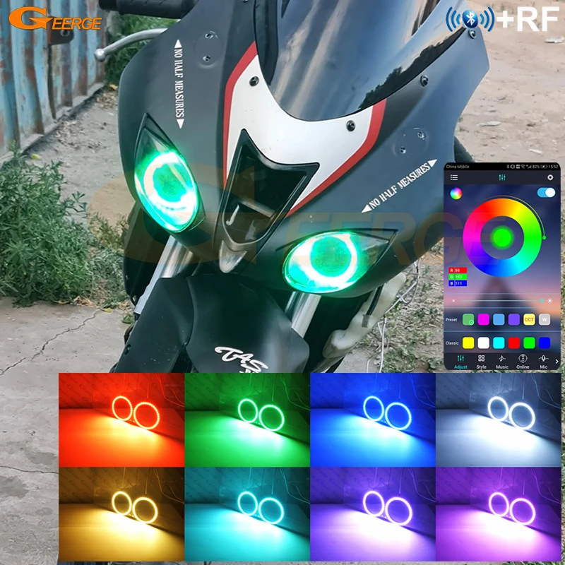 

For Kawasaki Ninja Zx-6r Zx6r Zx600 2007 2008 Zx-10r Zx10r Zx10 06 07 Multi-Color Ultra Bright RGB LED Angel Eyes Kit Halo Rings