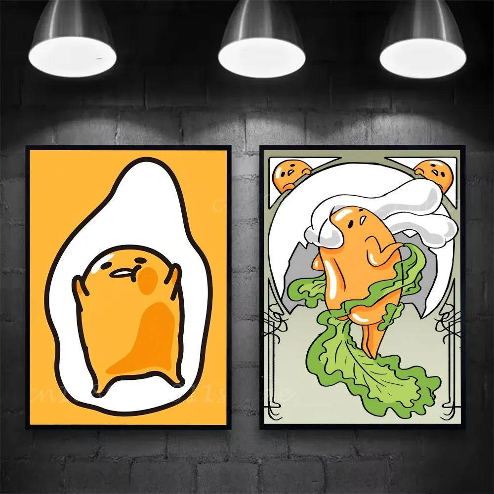 1 قطعة أنيمي الأصفر G-Gudetama المشارك ذاتية اللصق الفن ورق مقاوم للماء ملصق مقهى بار غرفة جدار ديكور