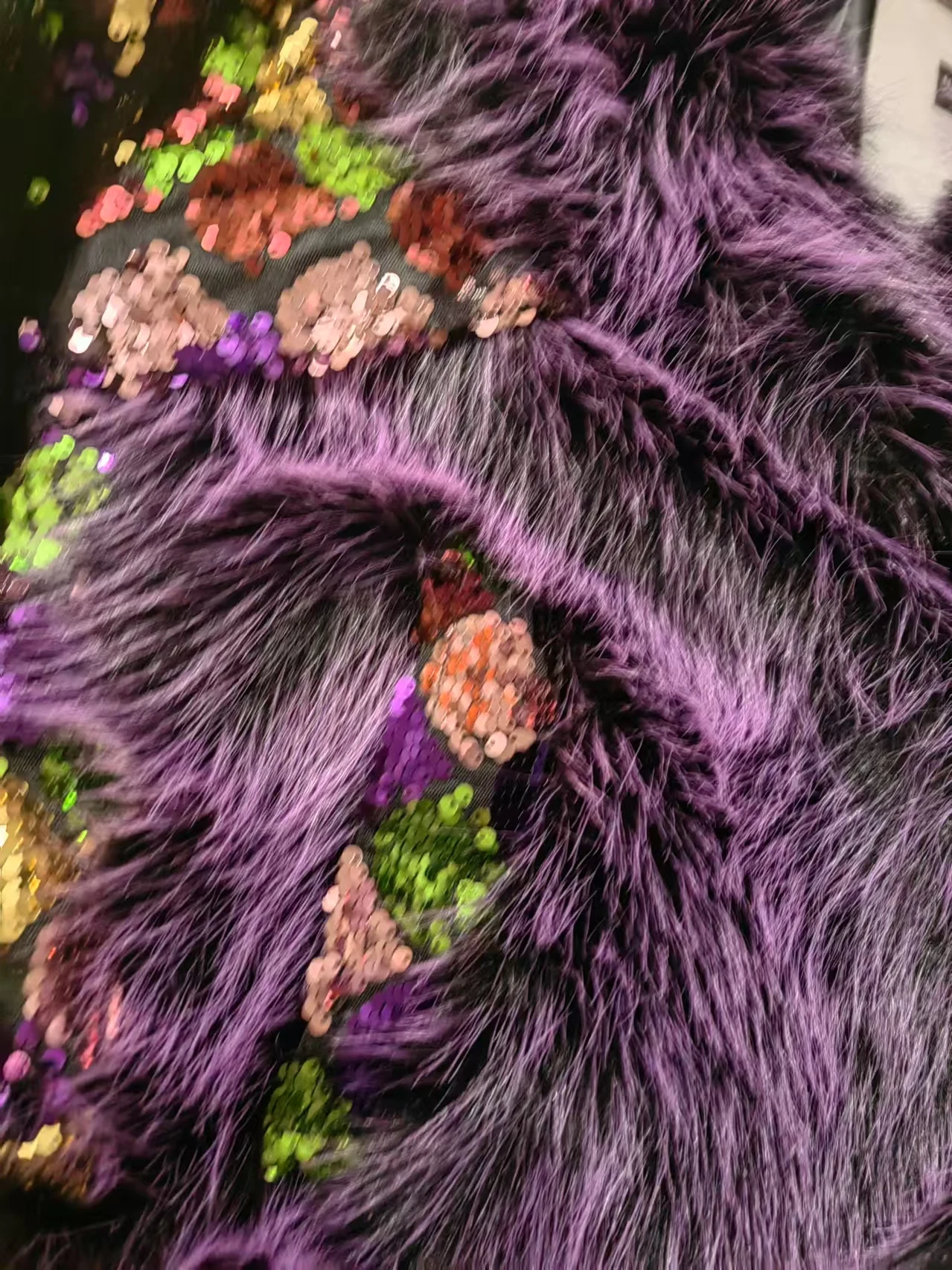 Faux Fur Coat for Women,Sequins Jacket,Covered Button Loose Long Overcoat, Thick Warm Female Clothing,New,High Quality,Winter
