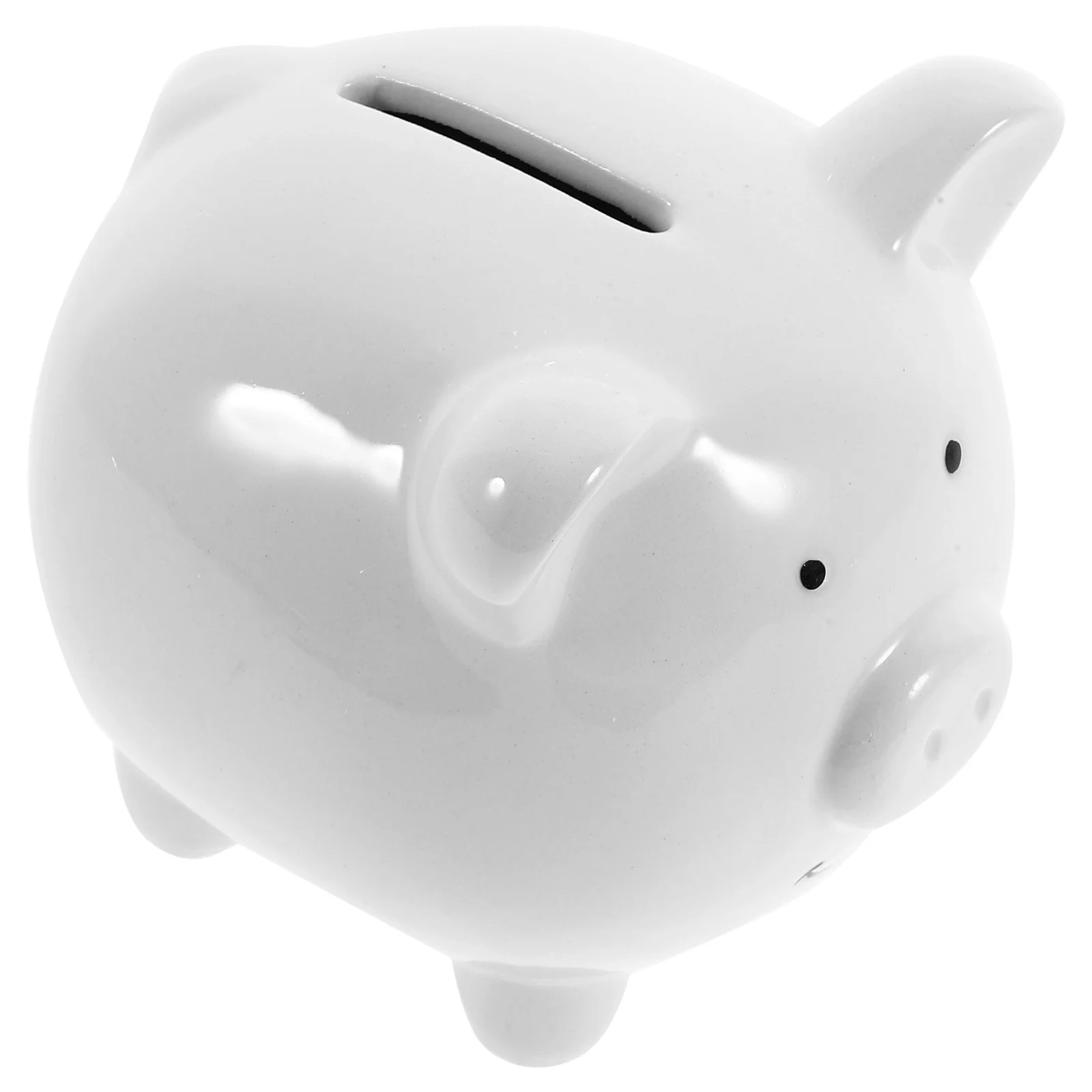 Ceramic Piggy Bank Coin Bank Personalized Money Saving Bank Delicate Nursery Decor (White) cartoon saving box