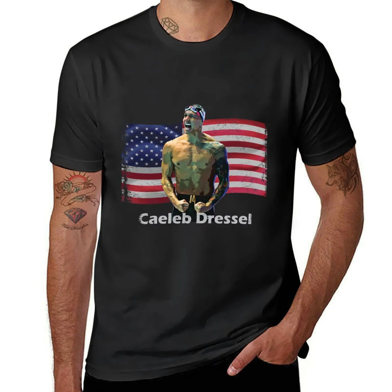 Caeleb Dressel USA swimming team T-Shirt funnys summer clothes plus size tops graphics plain black t shirts men