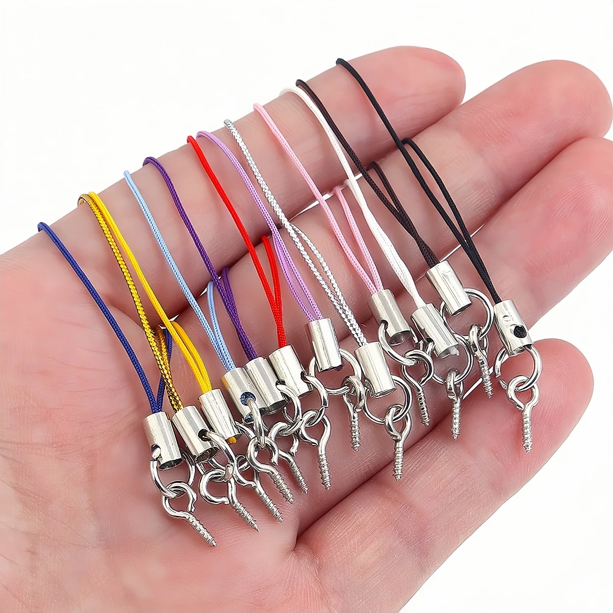30/50/100 Stück bunte Lanyard-Lariat-Kordel mit Ösenstiften und Schrauben für Anhänger, Charms, Spielzeug, Schlüsselanhänger, Handy-Schlüsselring-Zubehör – Detail 6