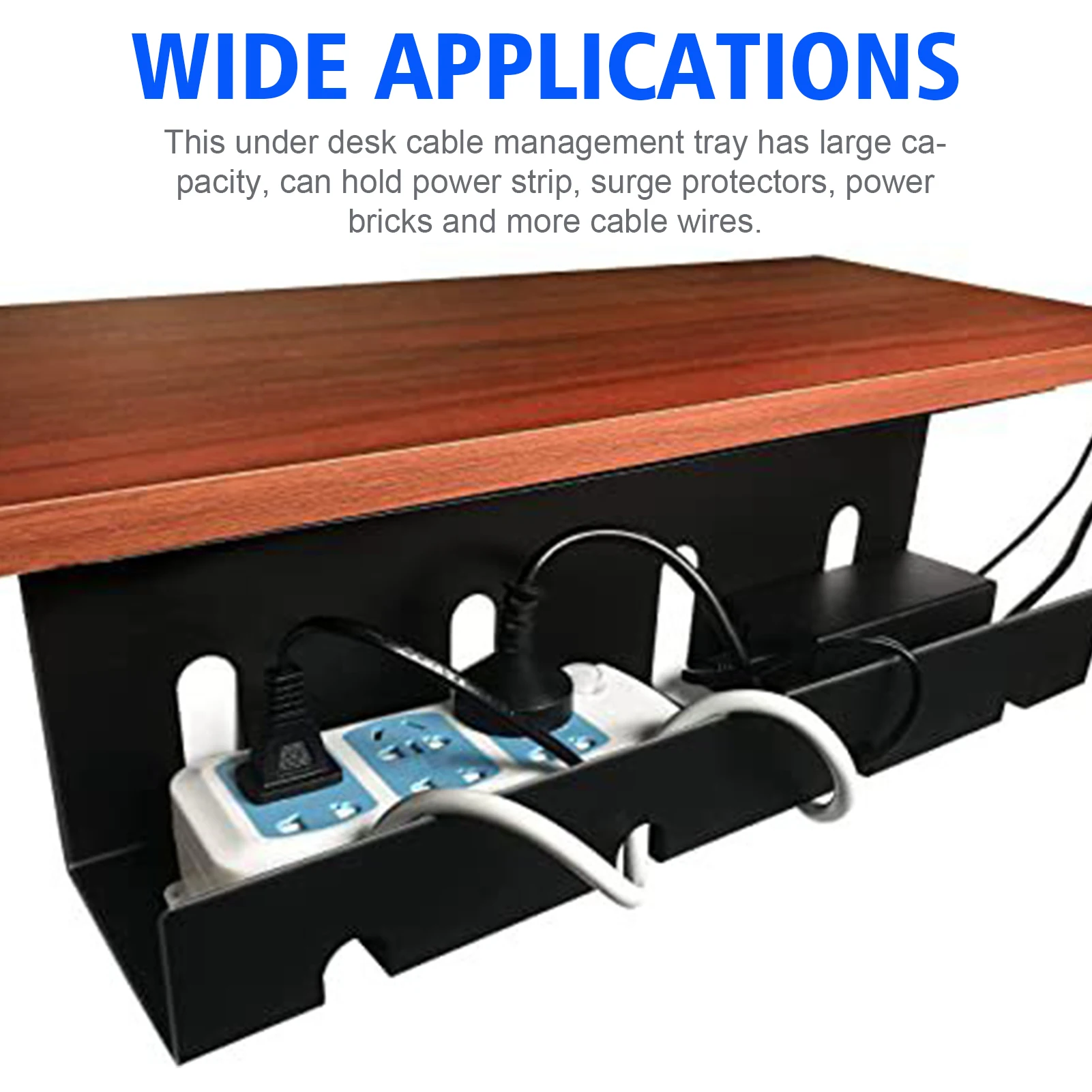 Iron Office With Screws Power Strip Home Cord Raceway Storage Wire Organizer Under Desk Cable Management Tray Keep Tidy