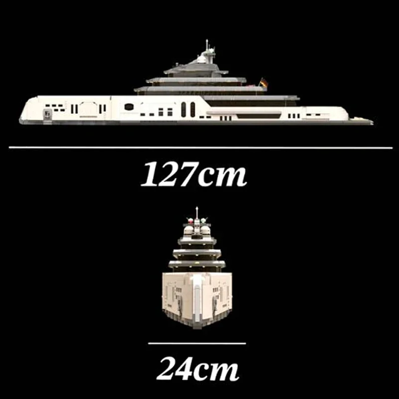 Large Luxury Yacht Model Moc Building Bricks Gas Turbine Ship Technology Modular Blocks Gifts Christmas Toys DIY Sets Assembly