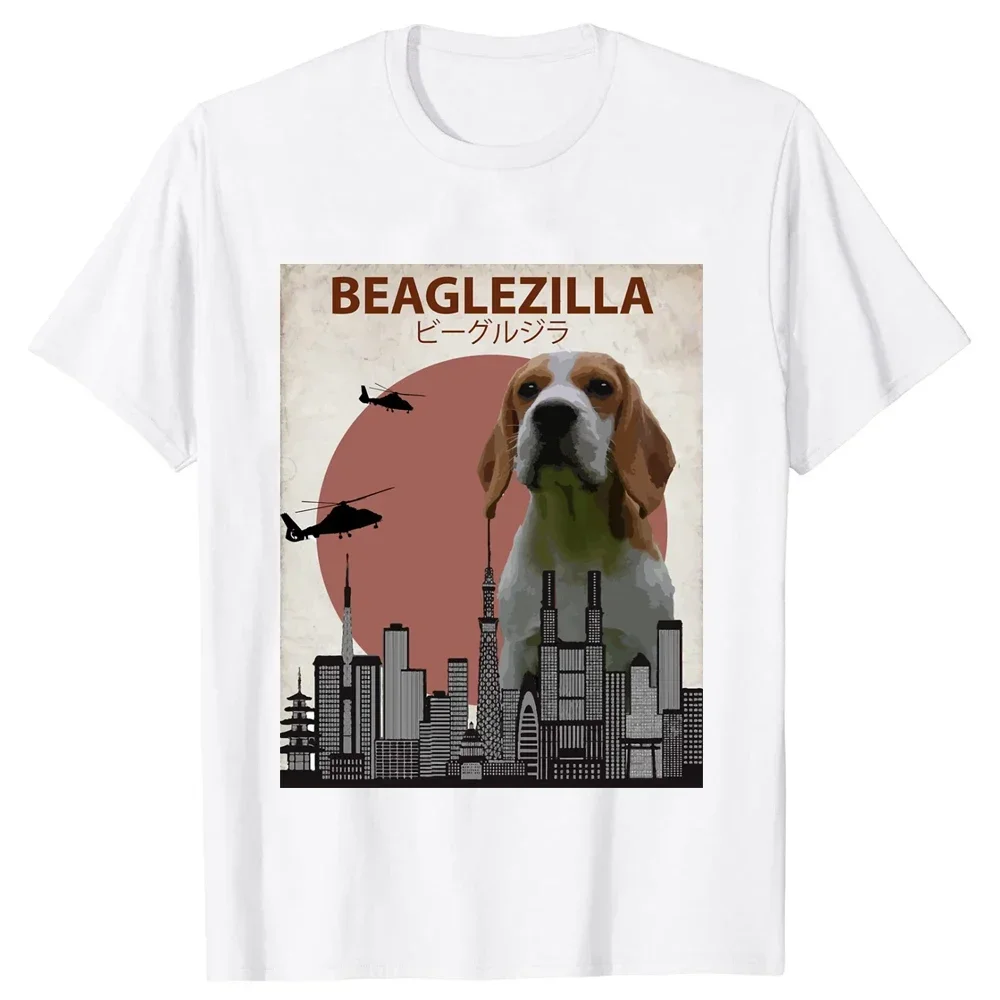 Novelty Beaglezilla Beagle Dog TShirt Tee Tops Round Neck Short-Sleeve Fashion Tshirt Clothing Casual Basic T-shirts 2024 Cotton