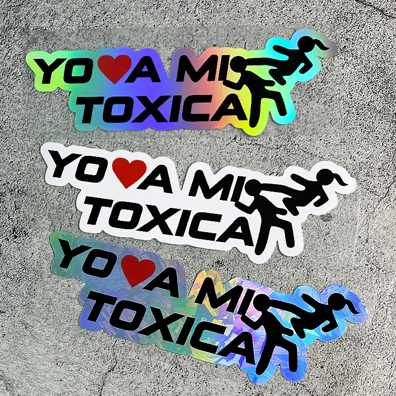 1 unidad de pegatinas de motocicleta española YO AMO MI TOXICA impermeables para motocicleta tanque de combustible Scooter DIY pegatinas de vinilo para parachoques de ventana de coche