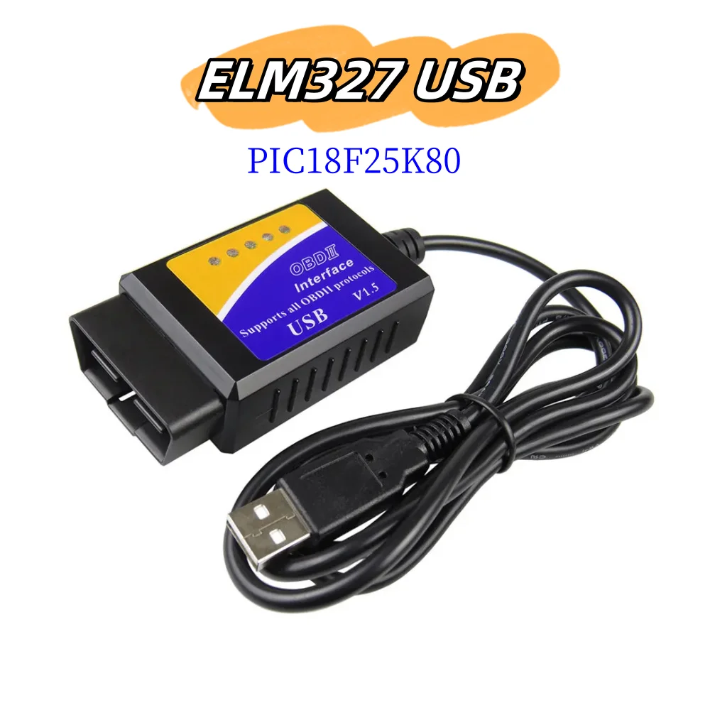 ELM 327 V1.5 USB327 OBD2 Car error code mini reader Pic18f25k80 V1.5 OBD2 Code Reader Usb-nterface ELM-327 Obd2 Scanner For PC