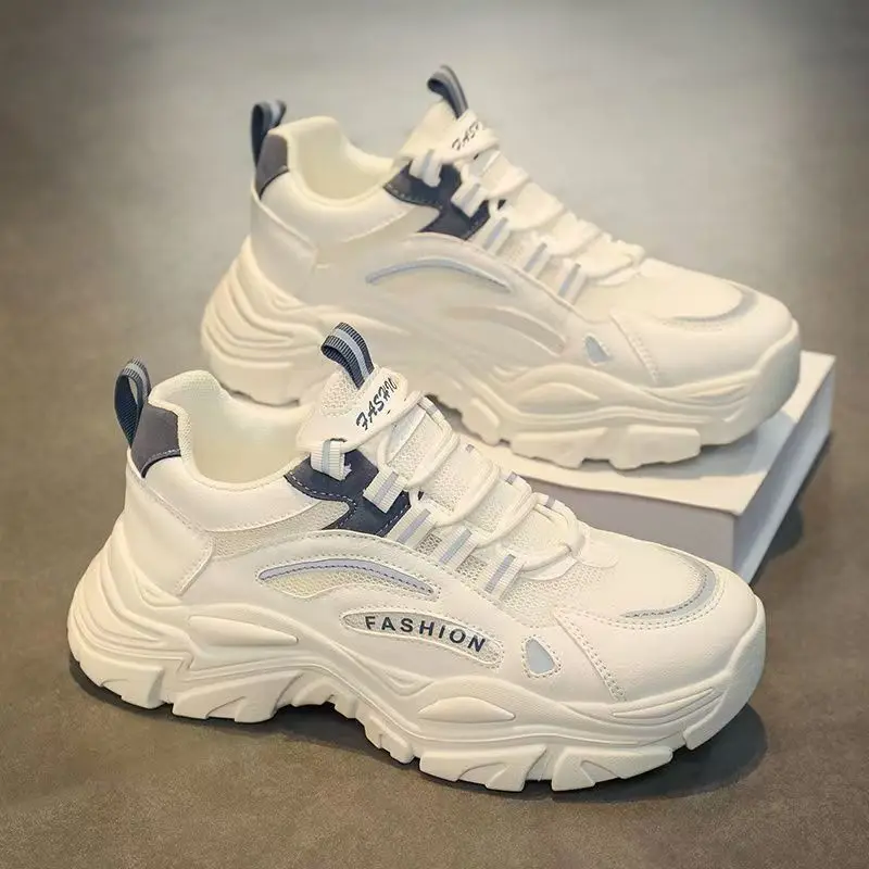 

Men's White Platform Sneakers Autumn Breathable Height Increase Non Slip Running Shoes Comfort Fashion Lace Up Vulcanized Shoes