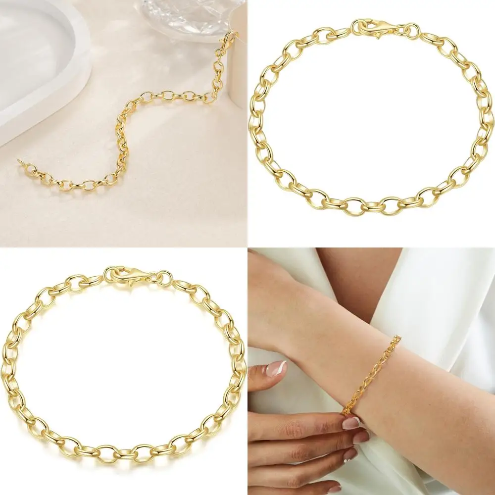 

Women's 14K Gold O-Shape Cable Chain Bracelet, Round Edge Design, Available in 6.5 to 9 Inches