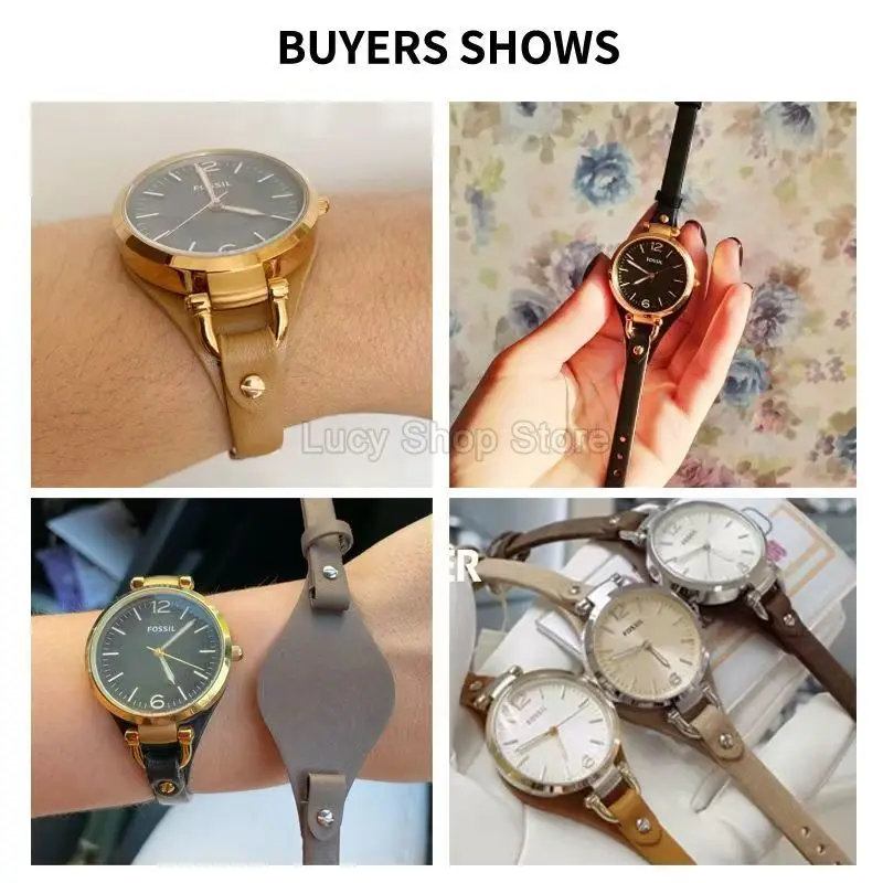 Genuine Leather 8mm Watchbands for Fossil Soft Es3077es2830es3262es3060 with Stand Base Women Multicolor with Tool Watch Strap