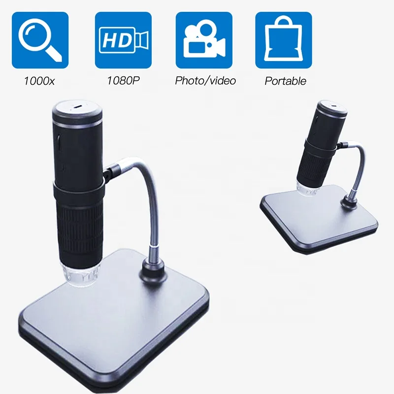 1000x magnification HD 2MP 1080P resolution portable adjustable handheld wireless WIFI digital microscope