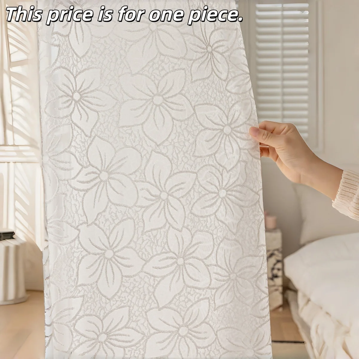 1PC French Romantic Dreamy Sheer Curtain, Light-Transmitting Privacy, Sun Protection, Modern Lace Curtain for Living Room Balcon