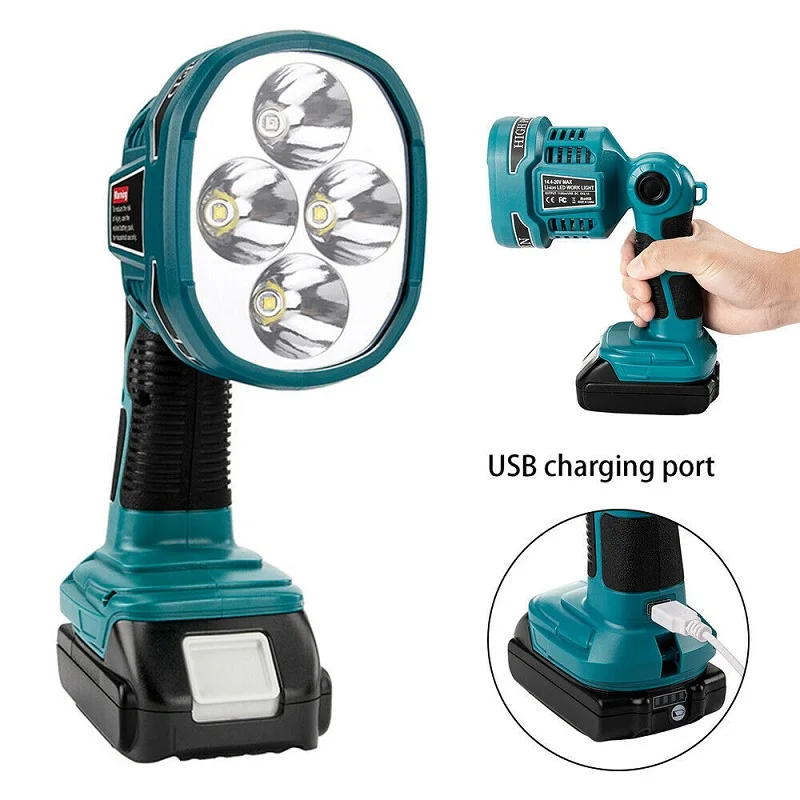 3W/12W 18V Portable LED Lamp Lanterns USB Fit For Makita Li-ion Battery Flashlight Spotlights Outdoor Emergency Work Light