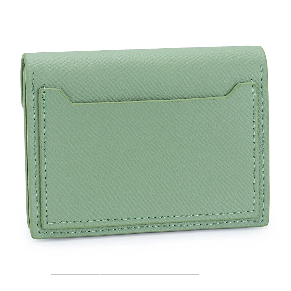حافظة بطاقات عمل جلدية للرجال والنساء، محفظة جيب أمامية رفيعة، محفظة للعملات المعدنية، حاملي بطاقات الهوية/الائتمان ثنائية الطي