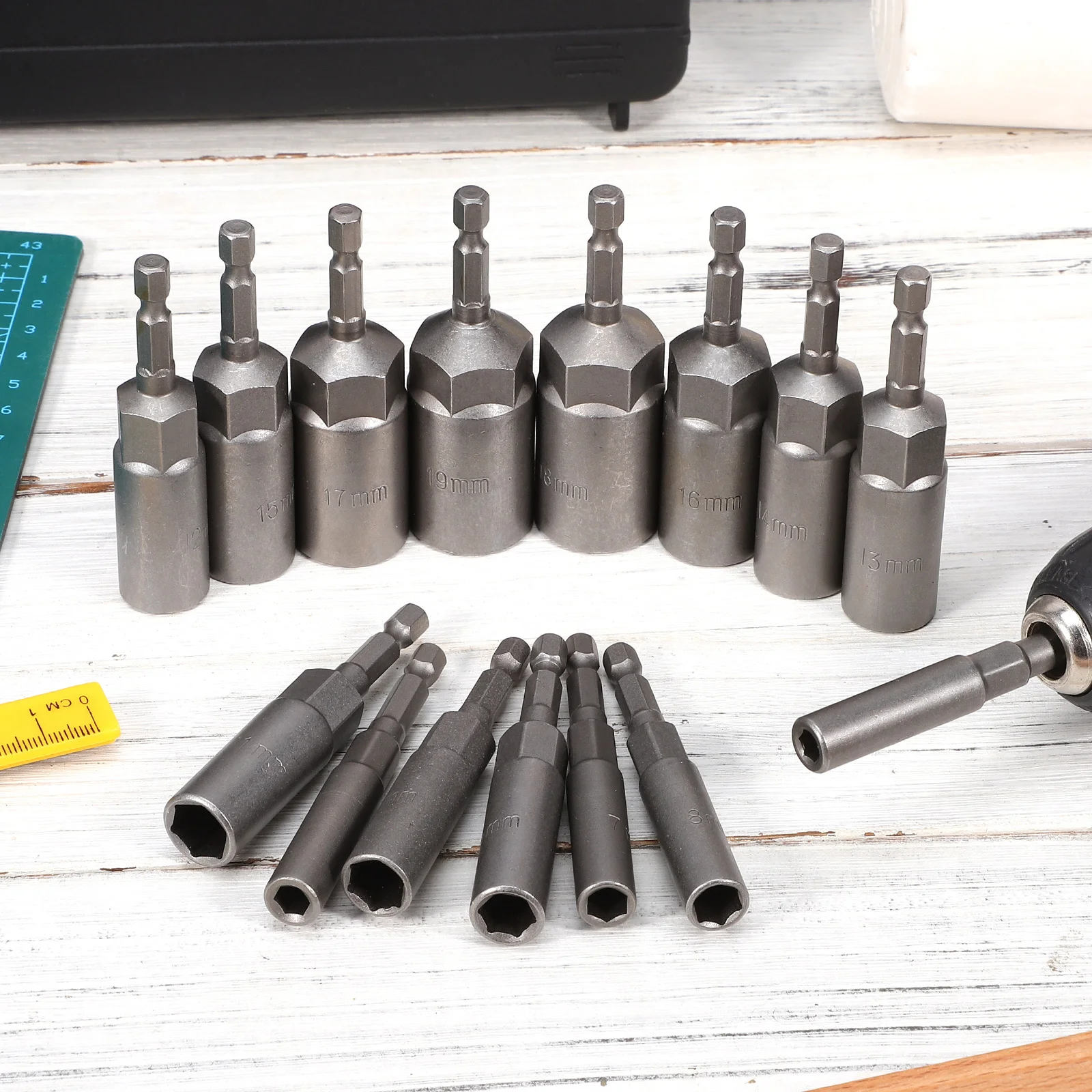 

1Set Electric Drill Bit Socket Set Deep Design Chrome Vanadium Steel Nut Driver Adapter Metric Small Socket Set for Automotive